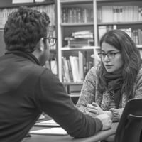 Academic advisor helping student