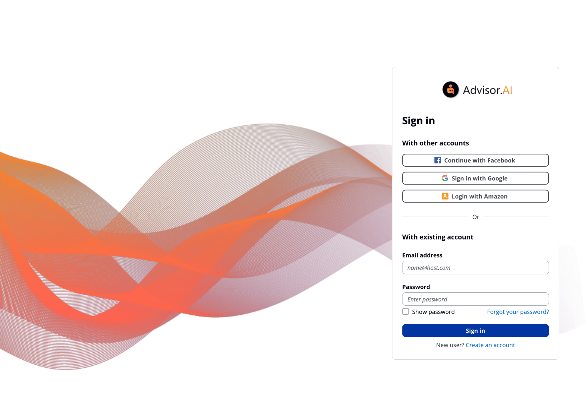 Sign in page
