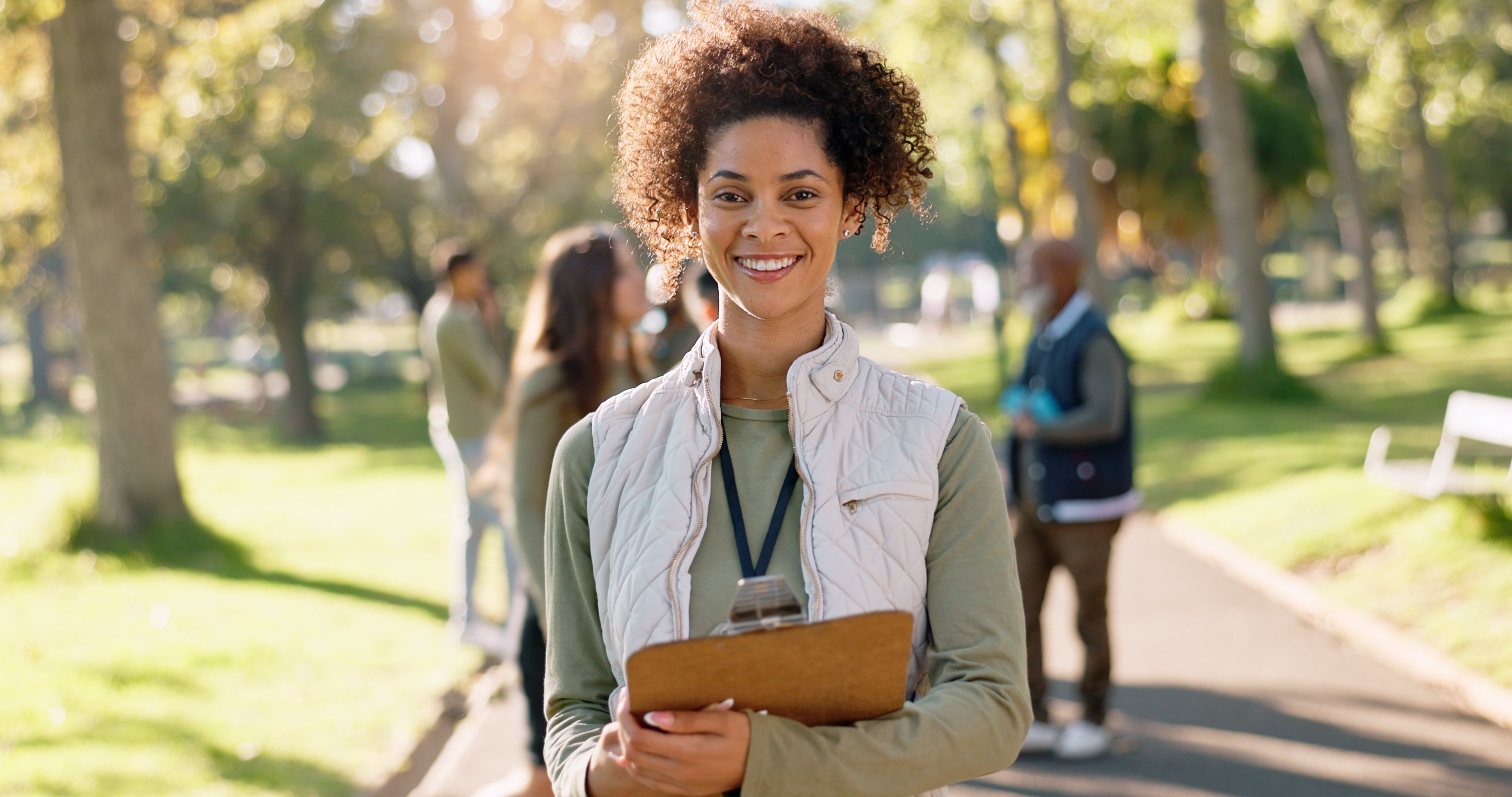 happy-woman-portrait-volunteer-with-clipboard-change-eco-friendly-environment-help-nature-young-female-person-with-smile-ngo-go-green-community-service-survey-outdoor-park