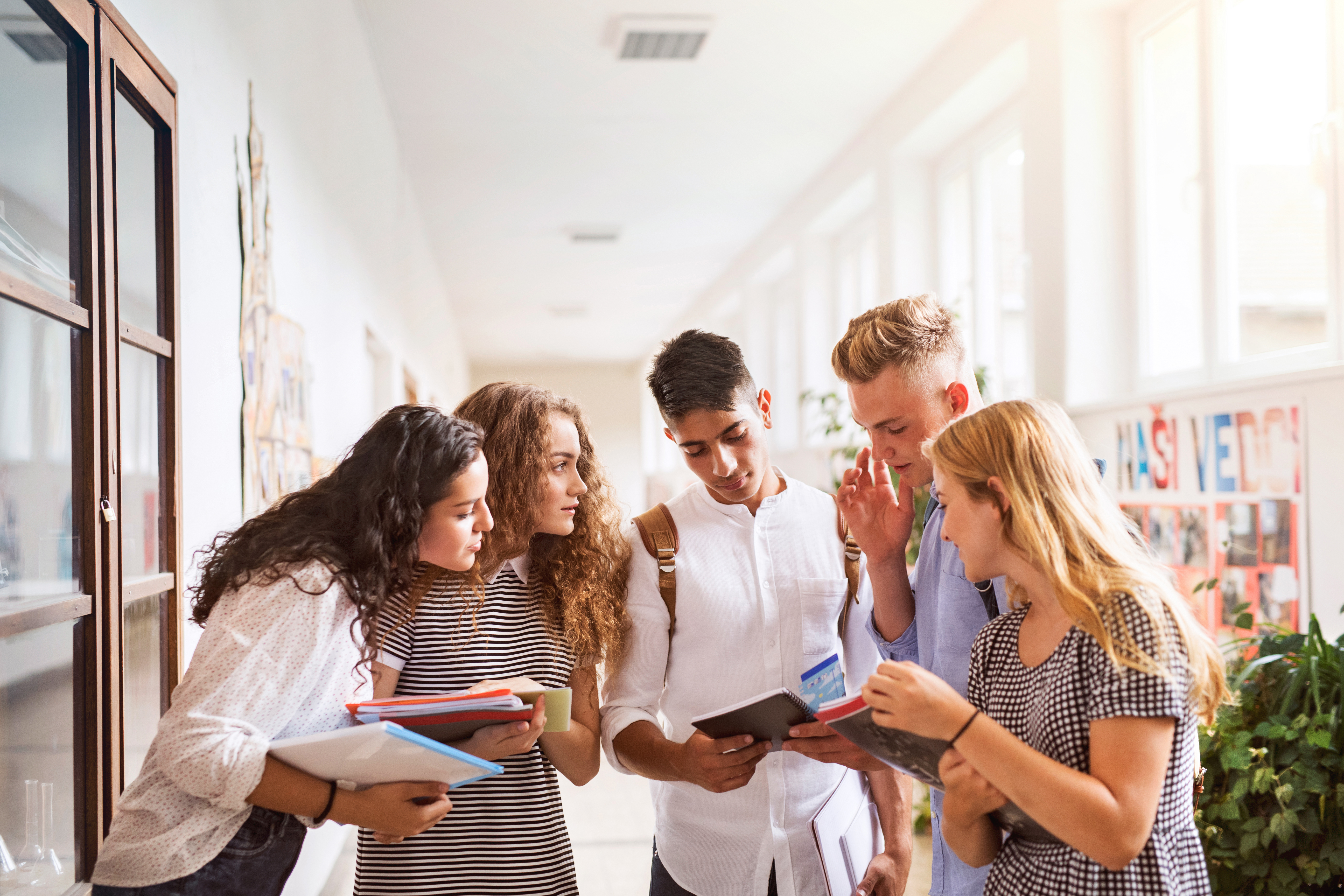 Group of students at a college recruiting event